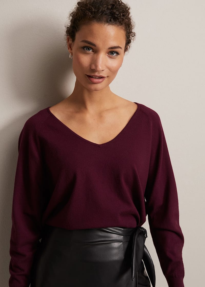 Burgundy fine knit jumper top