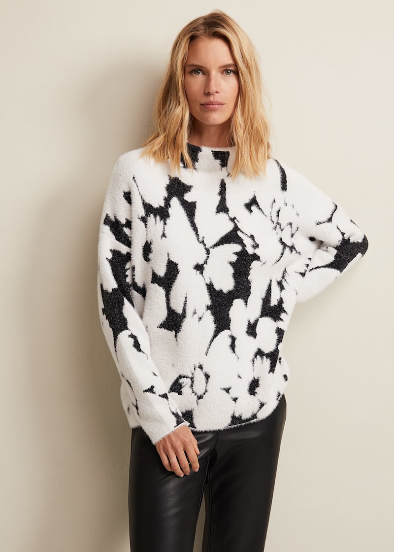 Paigey Floral Jacquard Fluffy Jumper