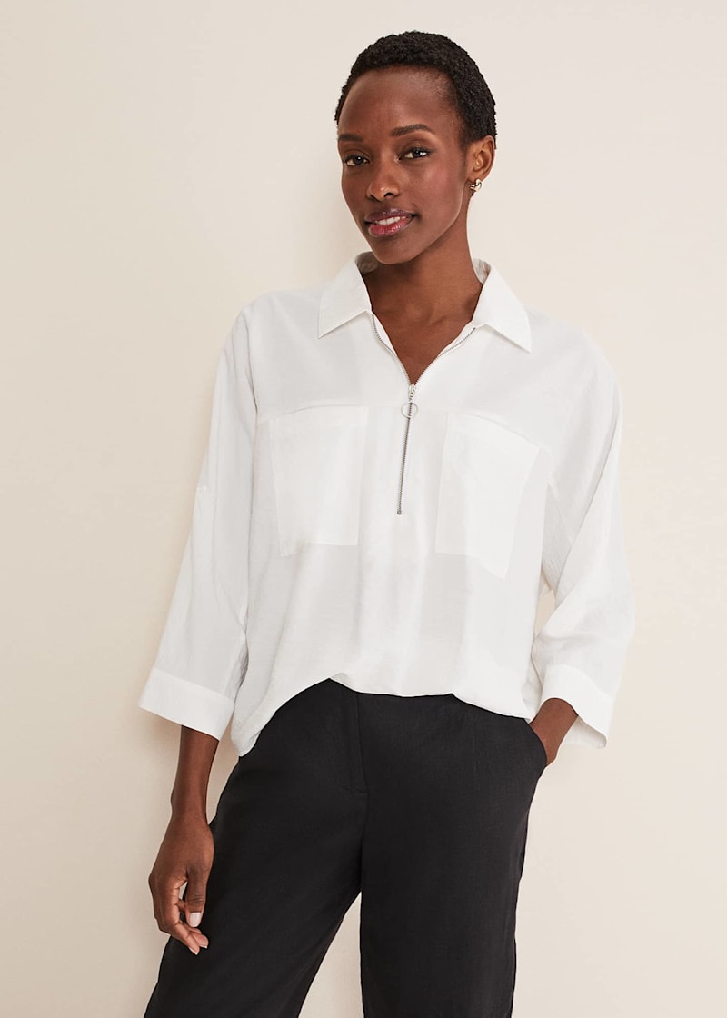 White zip up shirt sale
