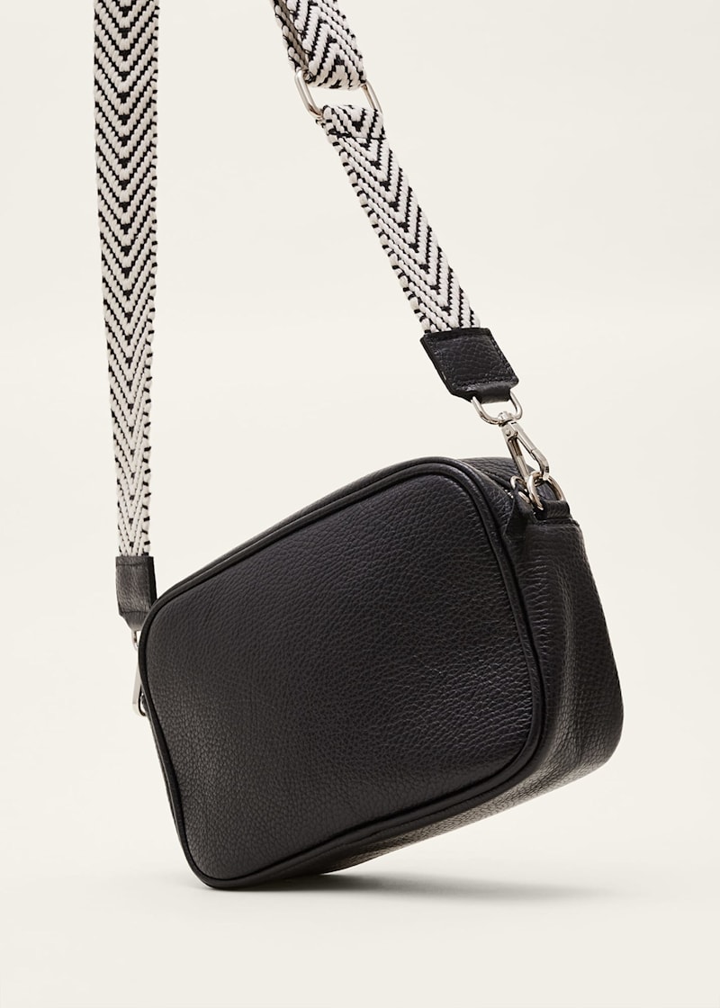 Black Leather Camera Cross-Body Bag