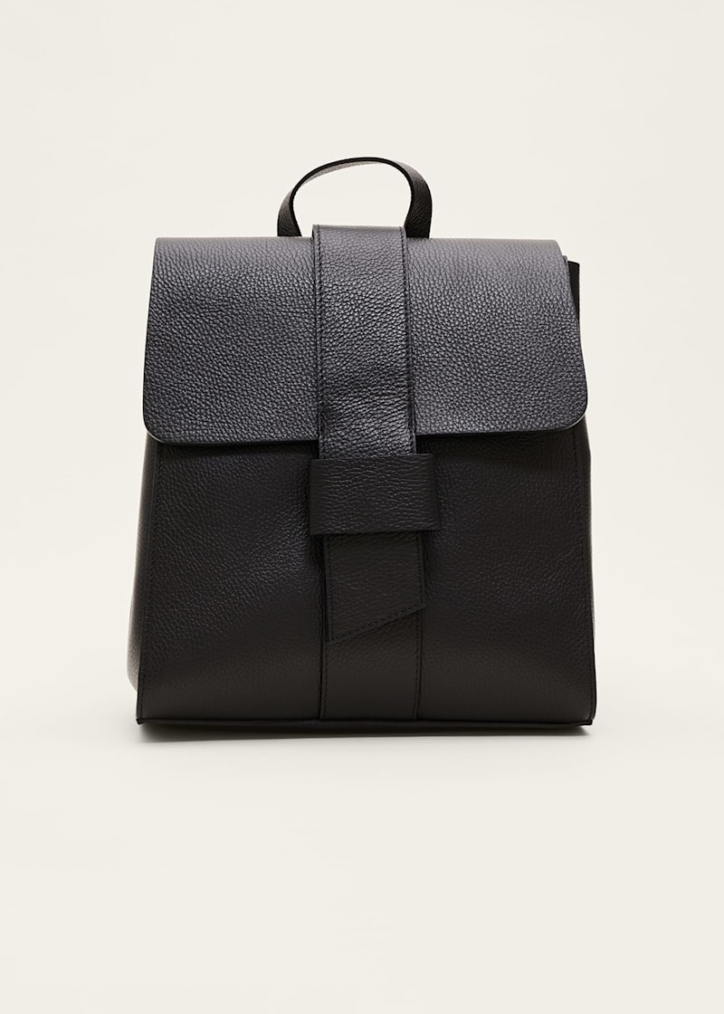 Ladies black clearance leather backpack