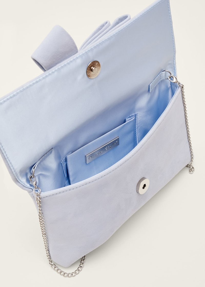 Pale blue suede clutch bag shop