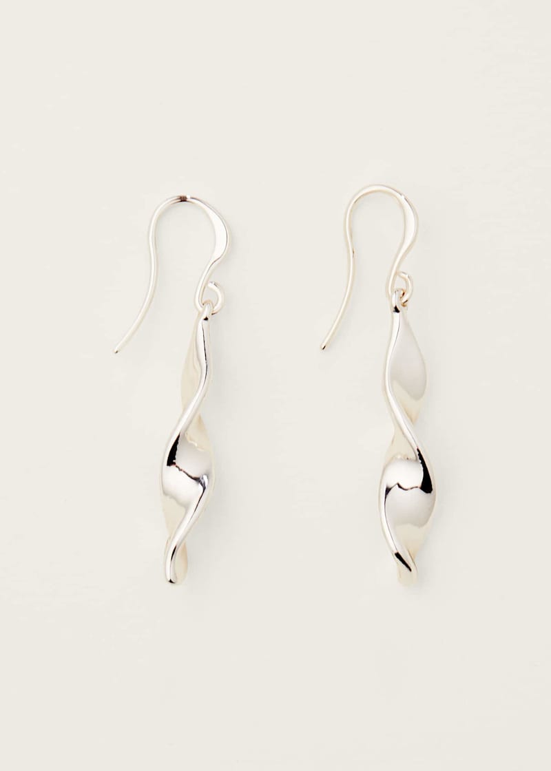 Silver twist drop sale earrings