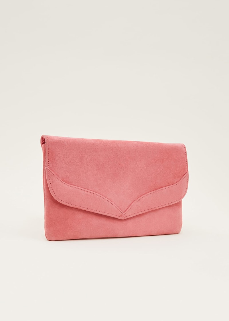 Light pink outlet suede clutch bag