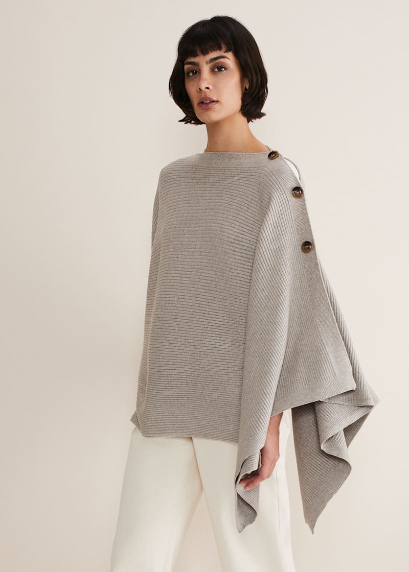 Cashmere button poncho online