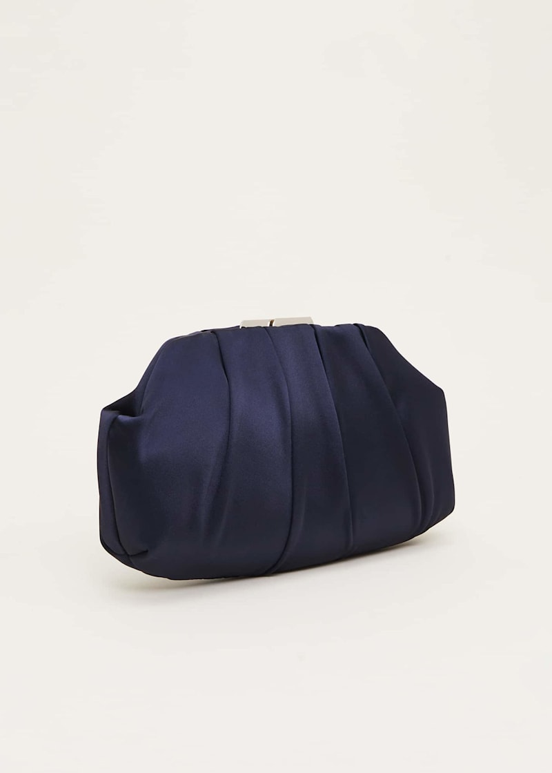 Navy satin clutch bag 2025
