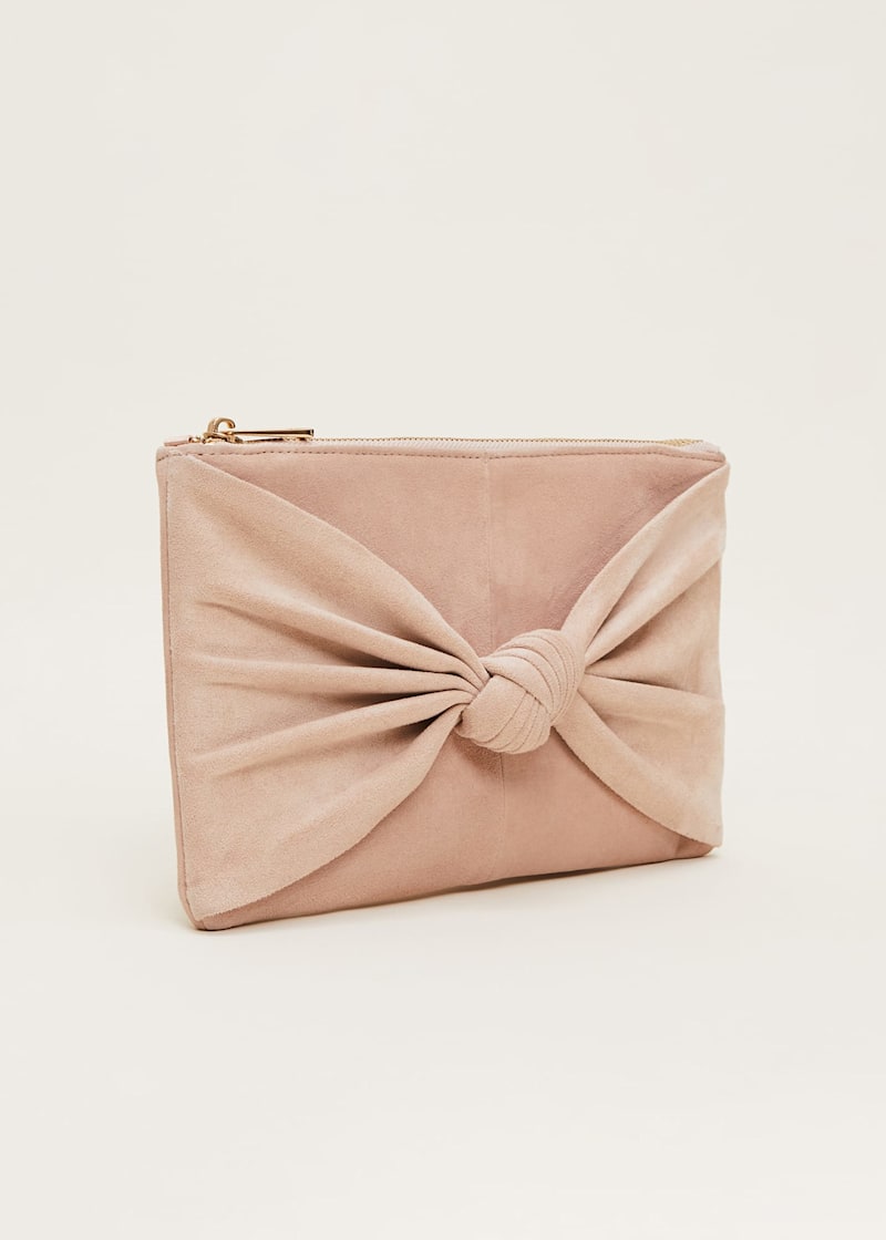 Dusky pink suede clutch clearance bag