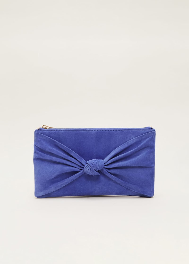 Blue suede evening bag on sale