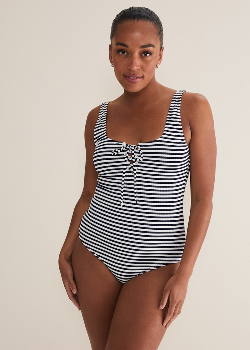 Striped swimming costume sales
