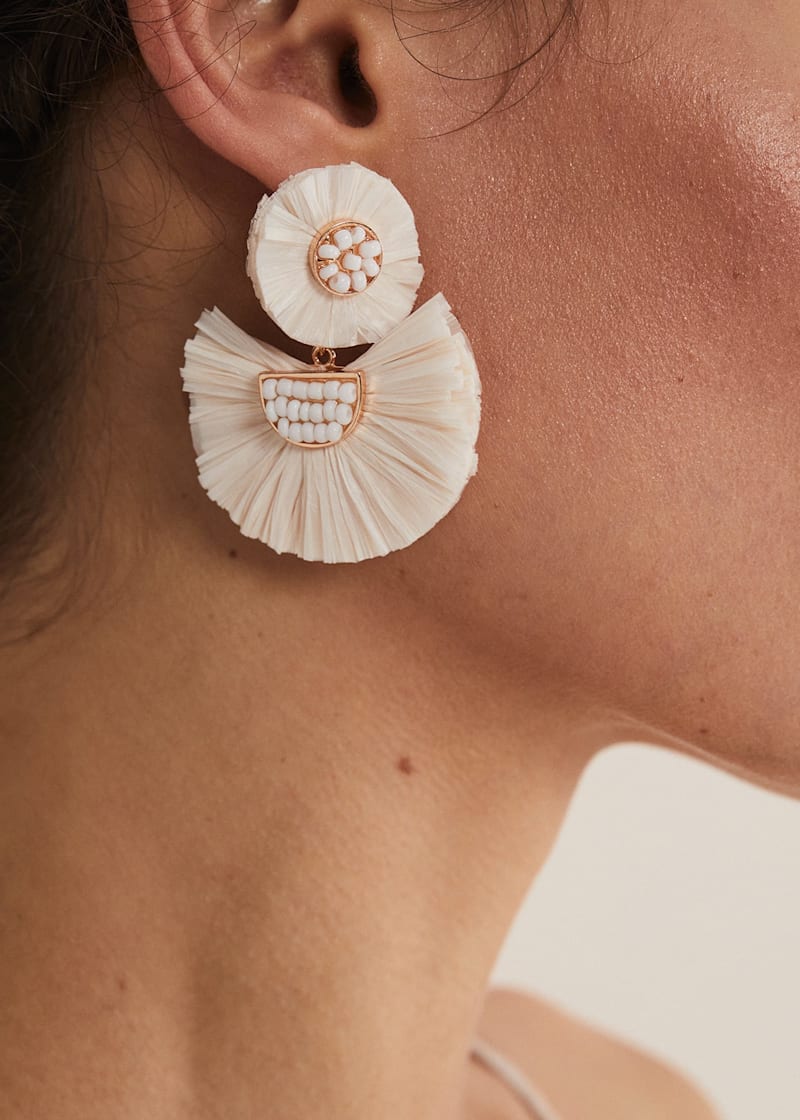 Beaded Fan Drop Earrings