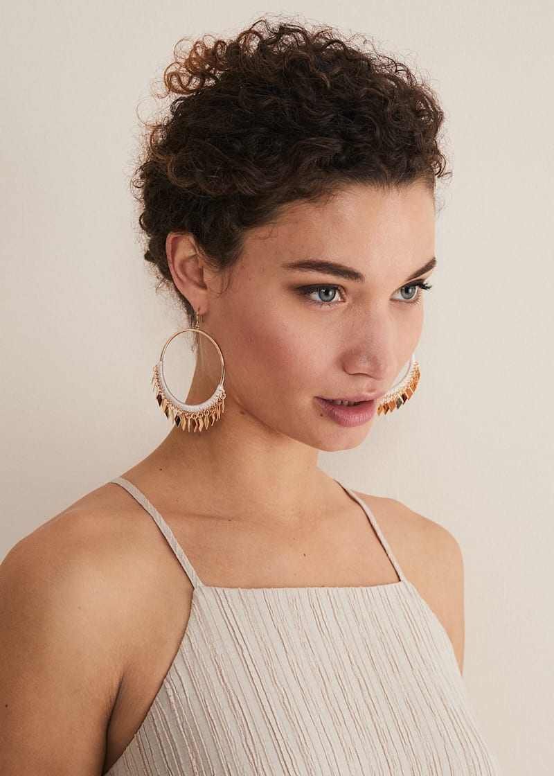 Short hair with shop hoop earrings