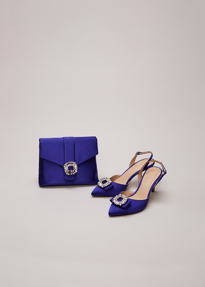 Royal blue satin clutch bag store