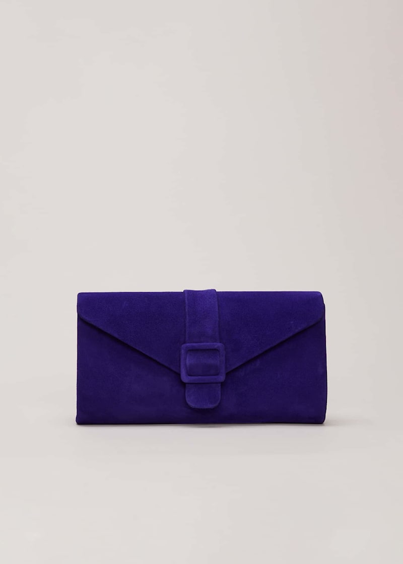 Blue Suede Clutch Bag