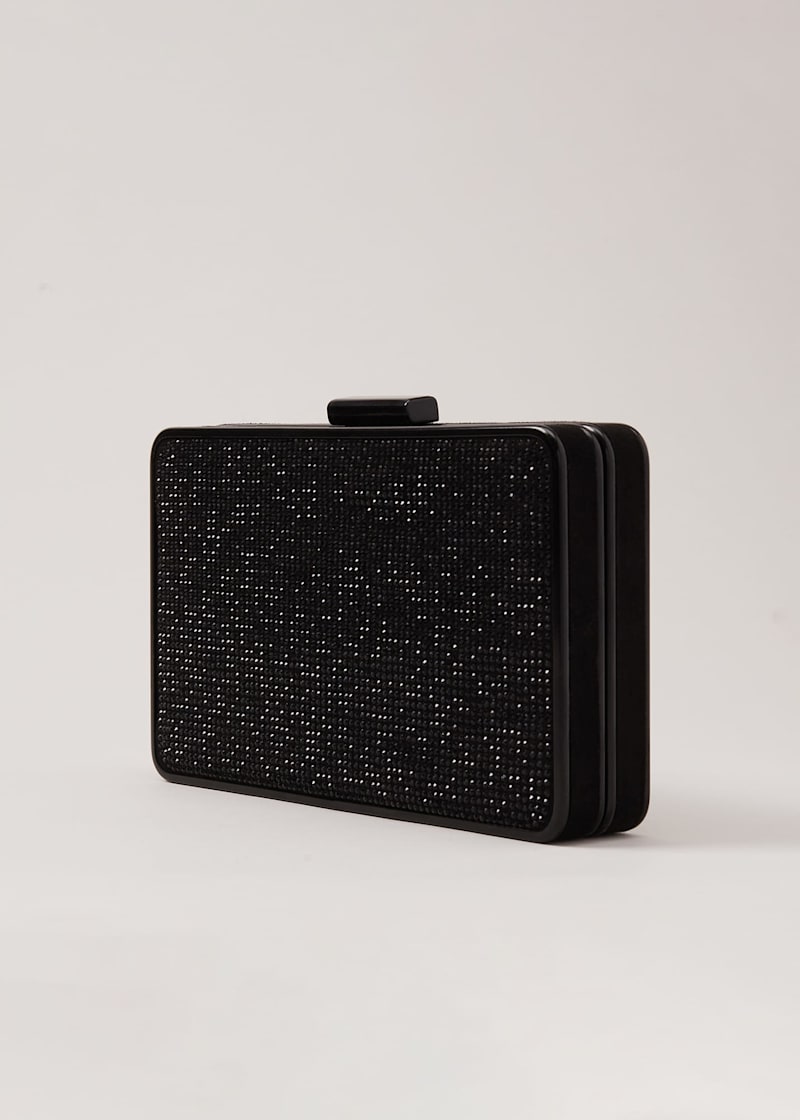 Black shimmer clutch bag outlet