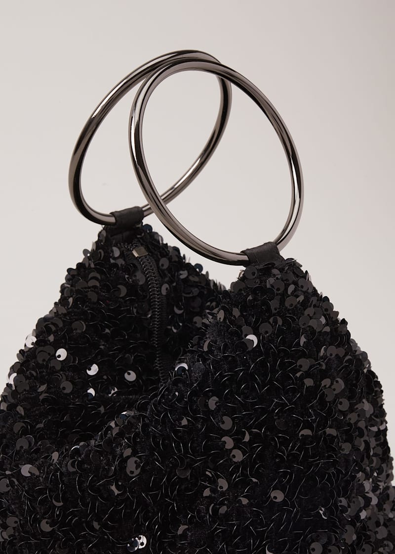 Black sequin clutch discount