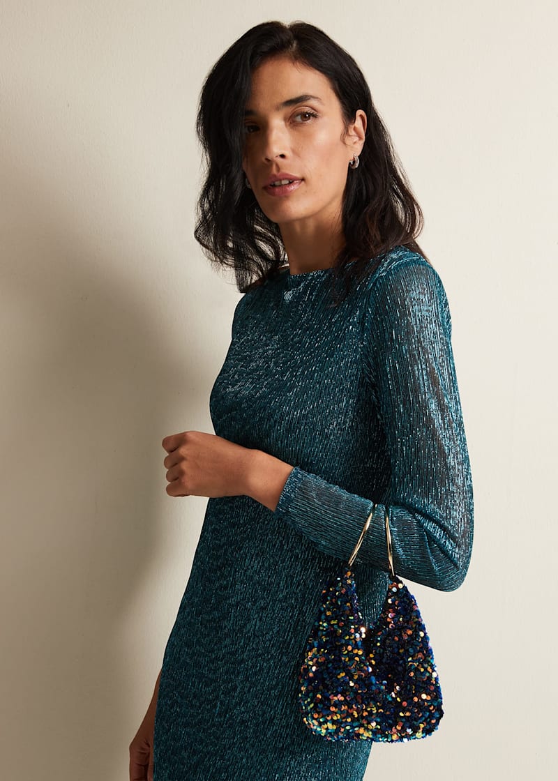 Green sequin clutch bag hotsell