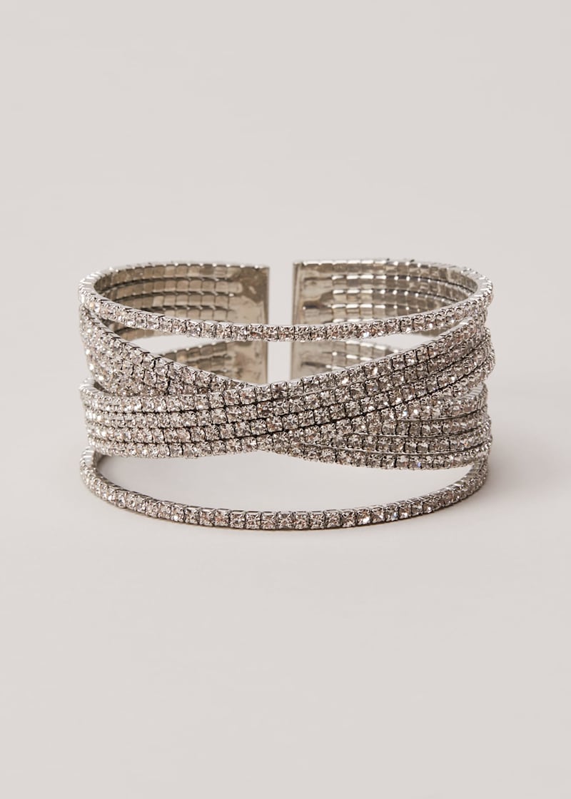 Silver rhinestone cuff bracelet sale