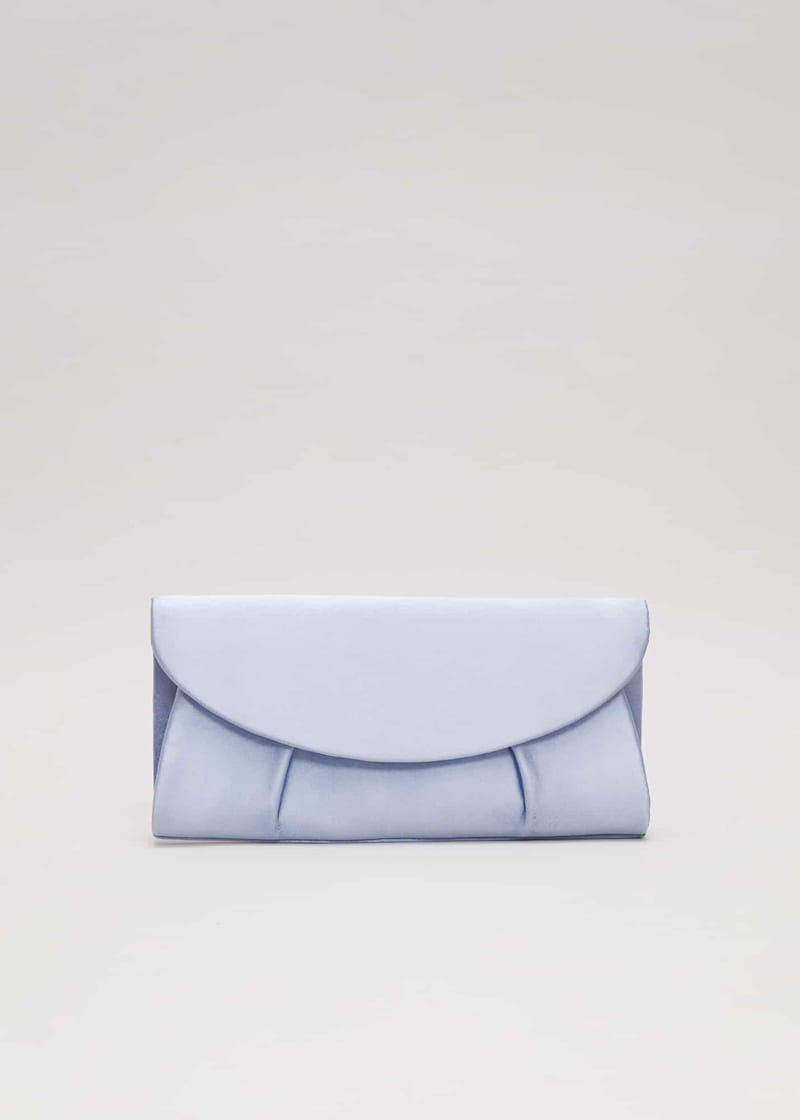 Pale blue satin clutch bag clearance
