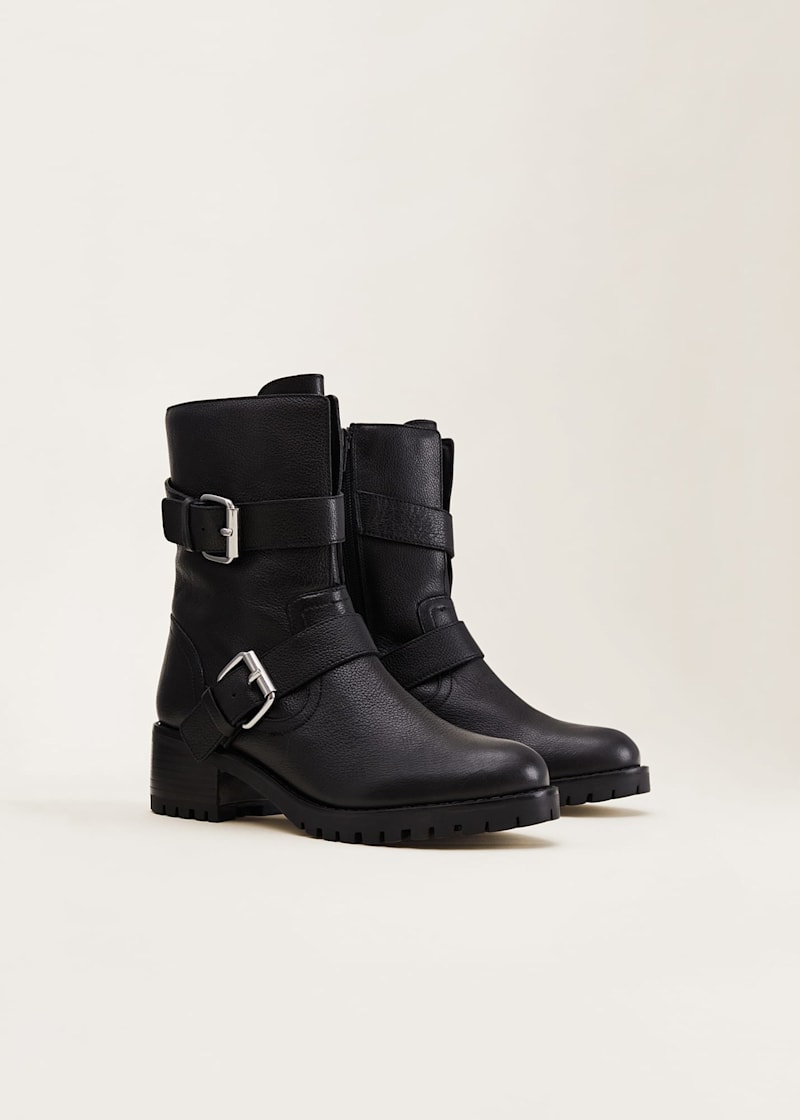 Next black biker boots discount