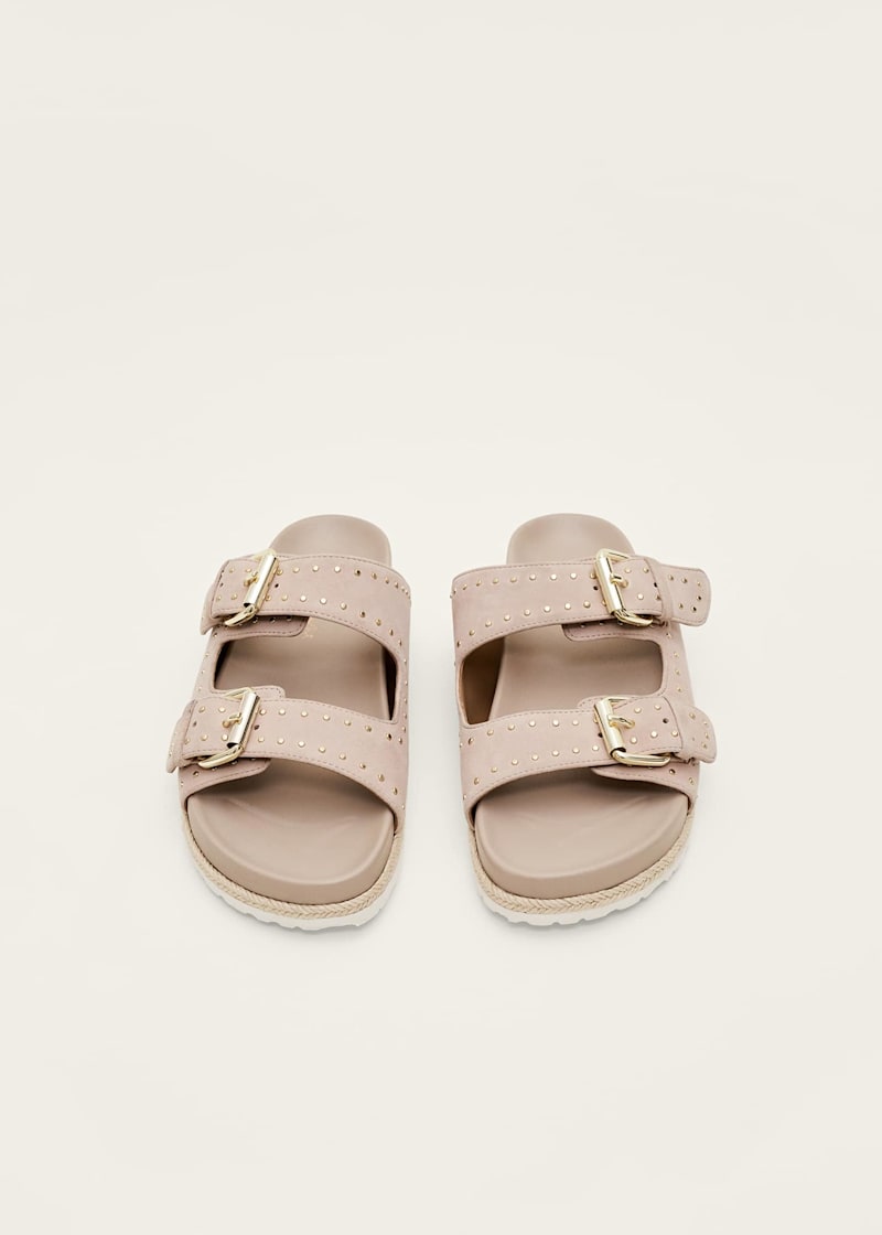 Rose gold double buckle sandals shop