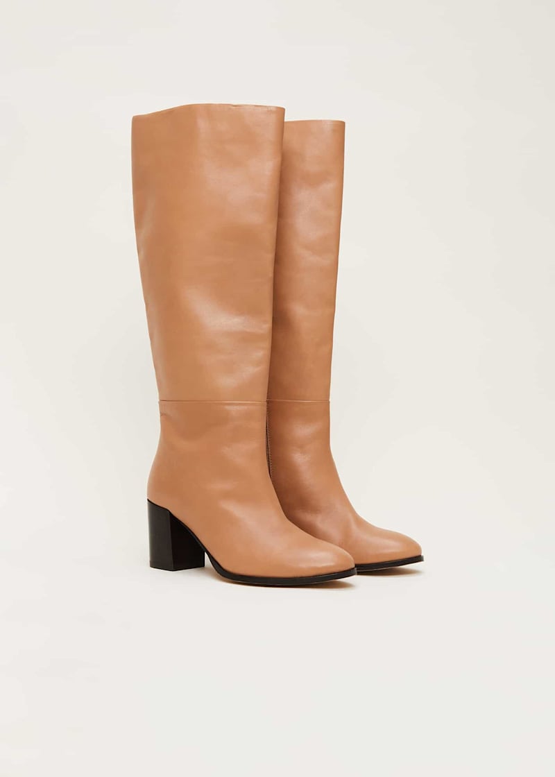 Knee high boots leather sale store