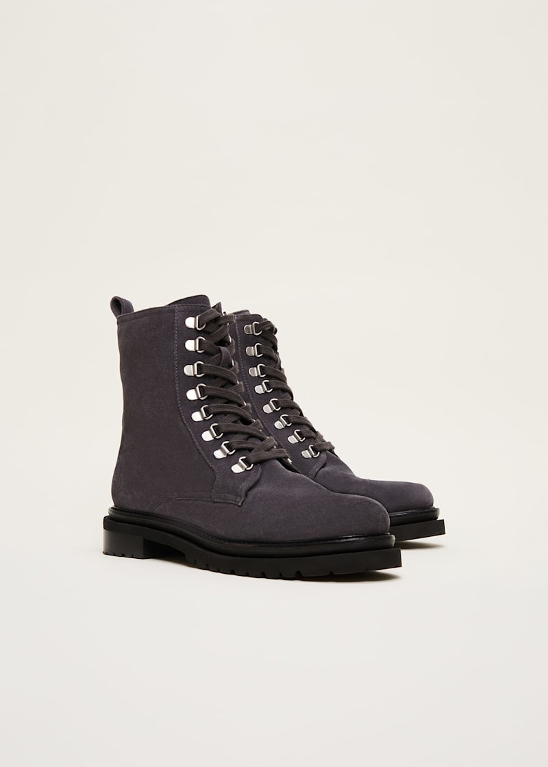 Black suede lace up store boots
