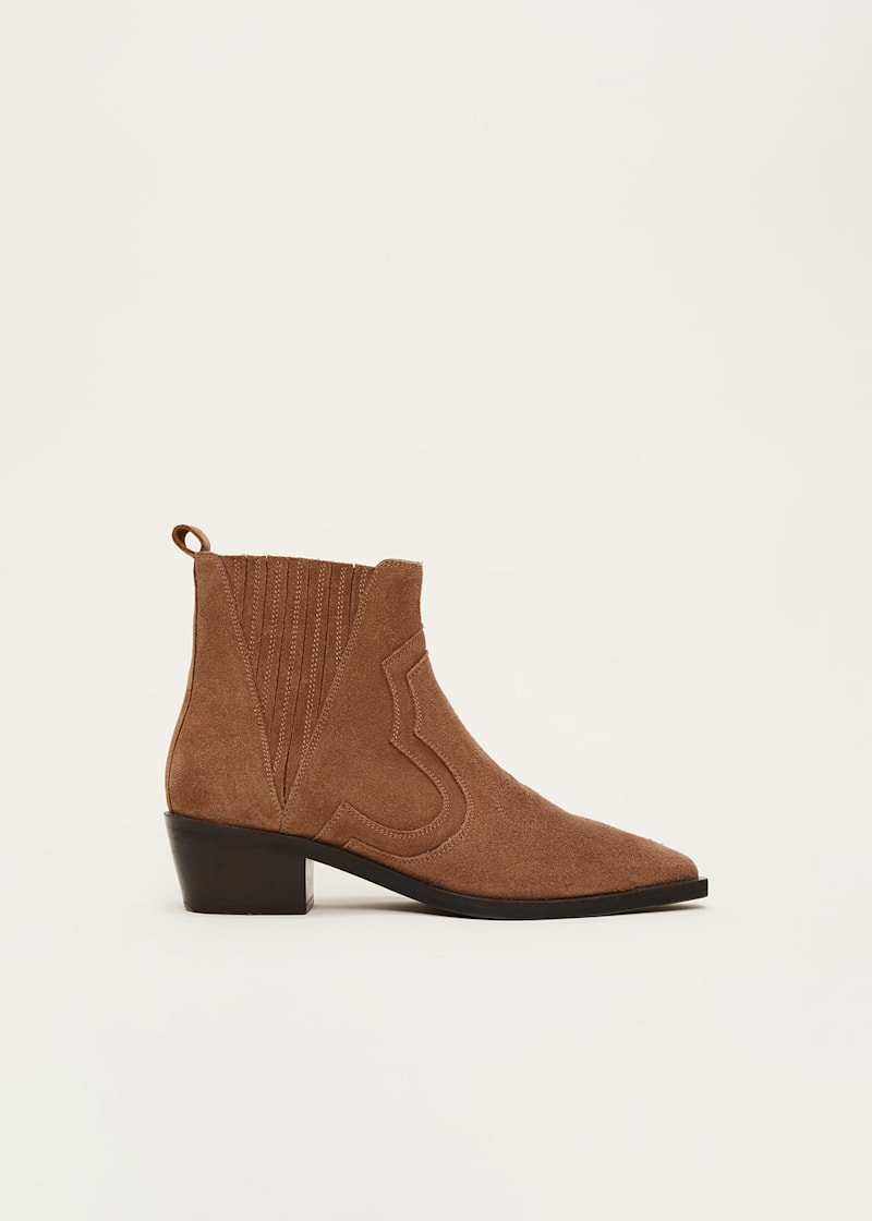 Suede pointed boots top