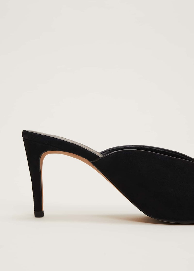 Black suede mule heel store