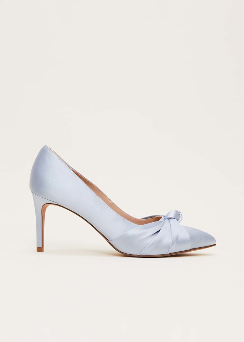 Silver satin court shoes sale