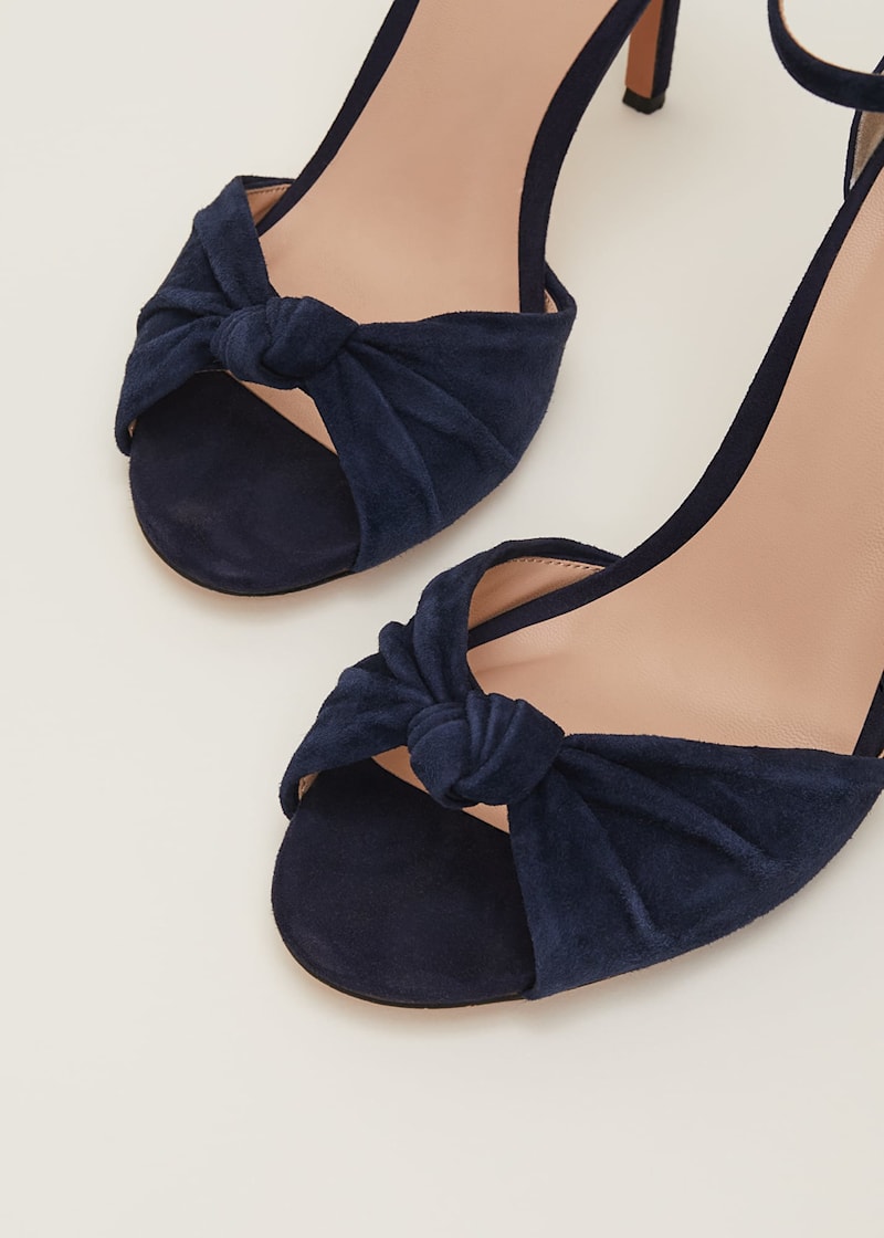 Navy suede block heel sandals outlet