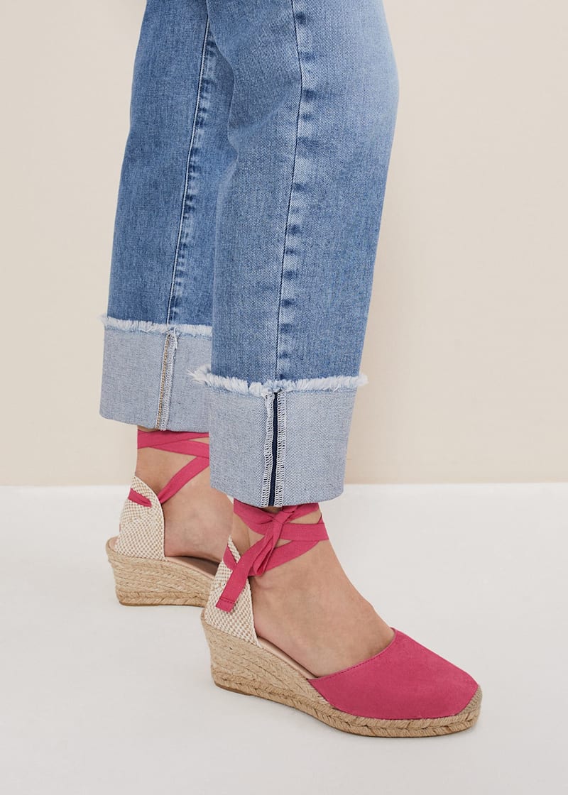 Suede Ankle Tie Espadrille Shoe