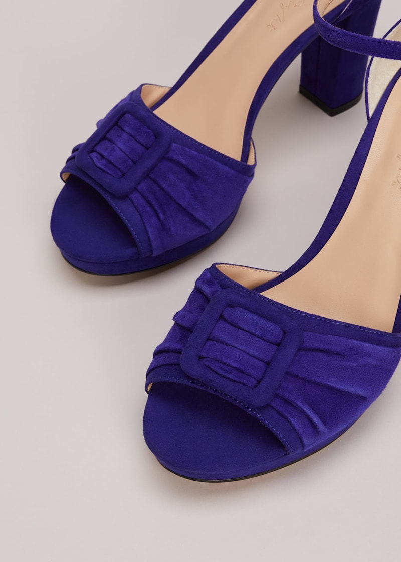 Blue Suede Platform Heels