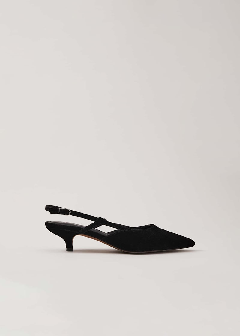 Velvet kitten heel shoes best sale