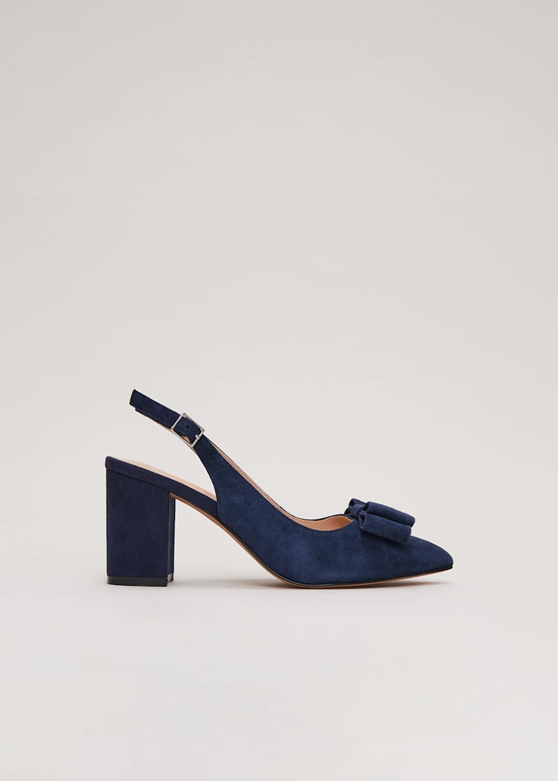 Bow Front Slingback Block Heel Shoes | Phase Eight UK