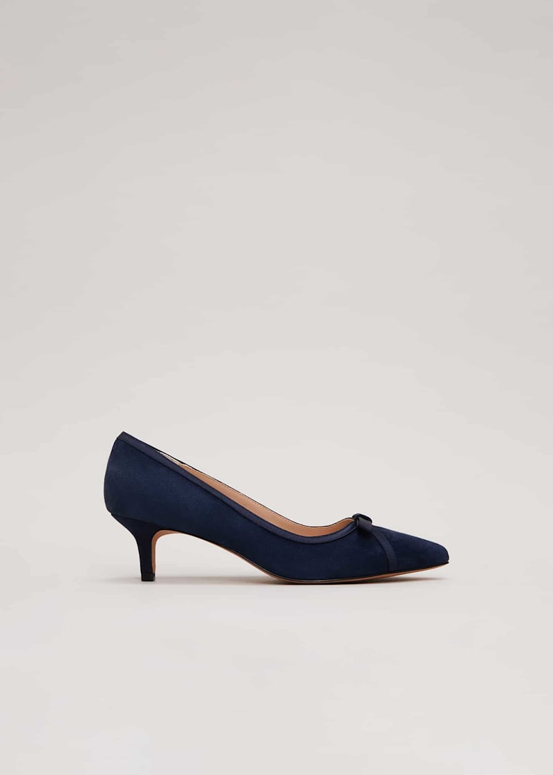 Womens navy blue clearance kitten heel shoes