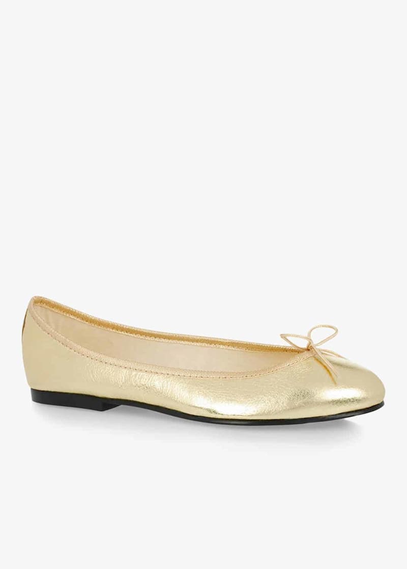 India Metallic Leather Flat Shoes