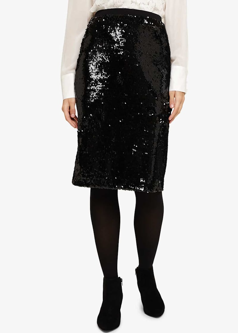 Halogen black sequin skirt top