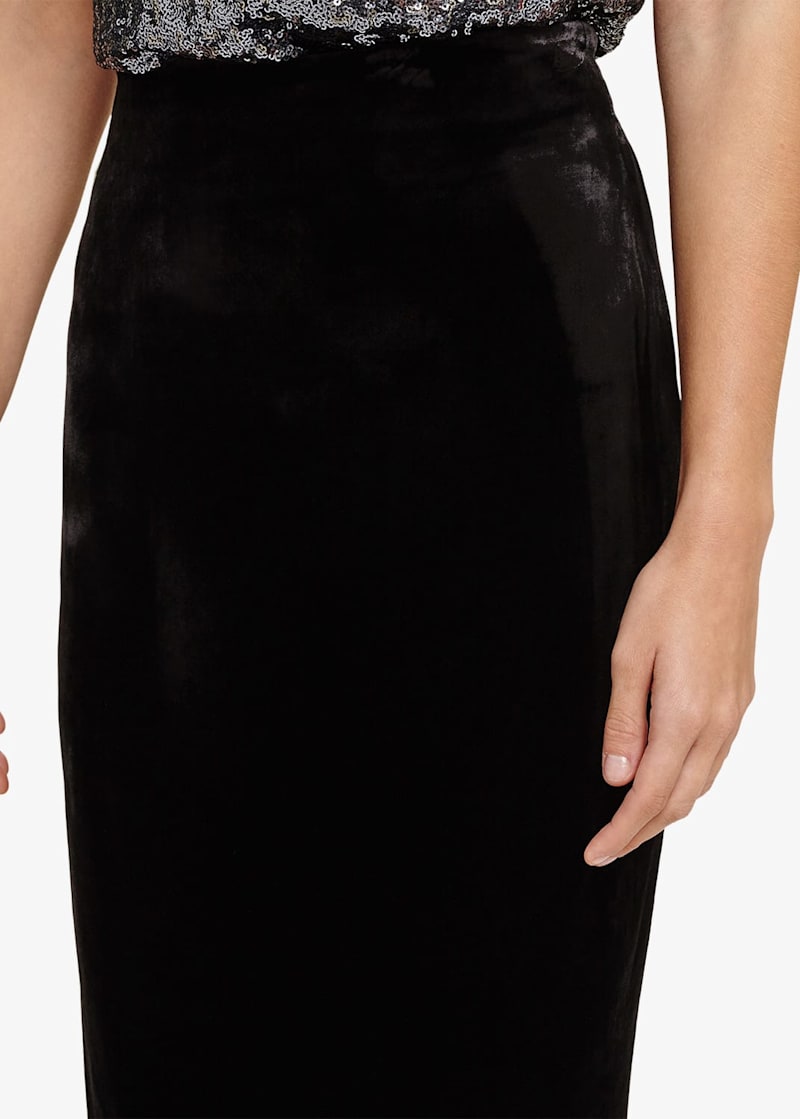 Phase eight black cheap velvet skirt