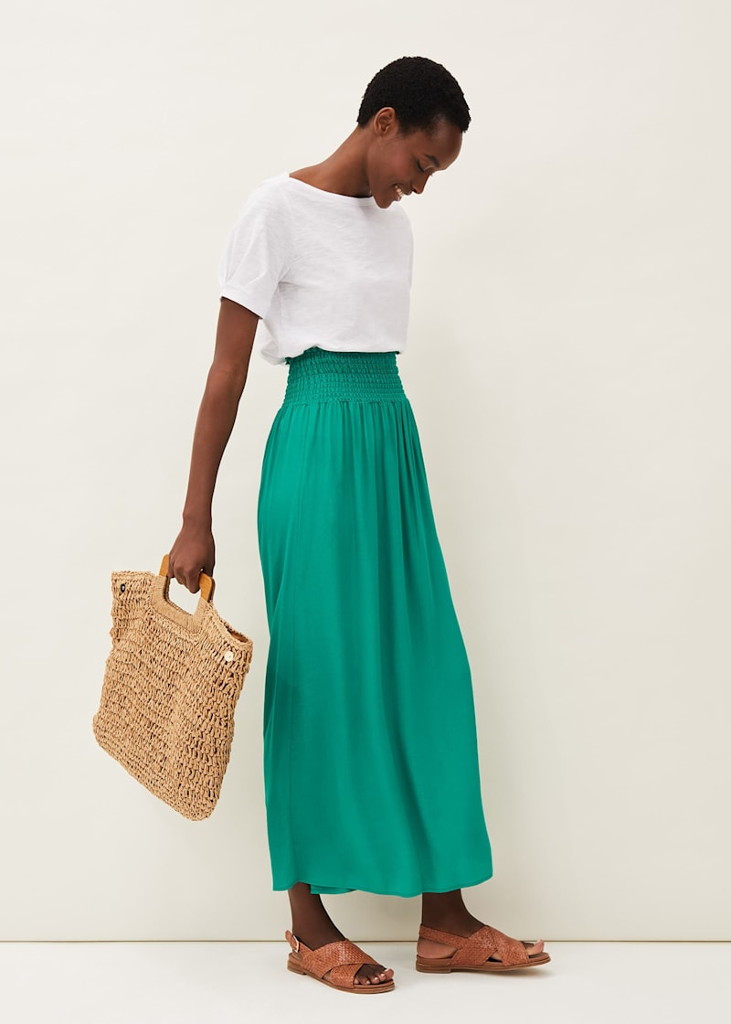 Shirred waist new arrivals maxi skirt