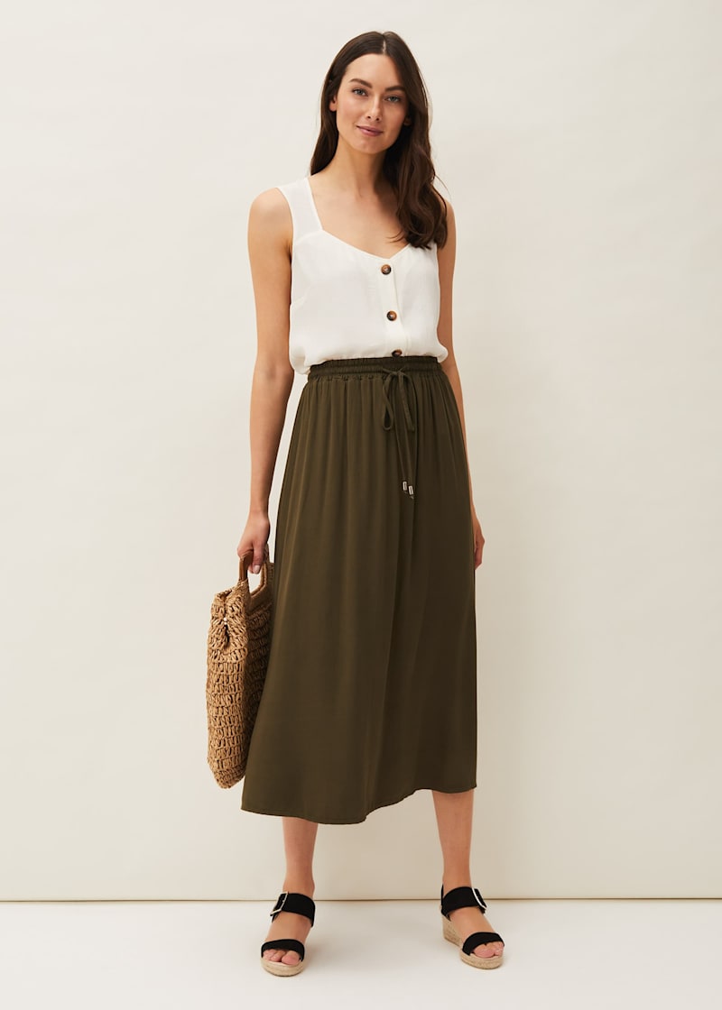 Maxi skirt drawstring clearance waist