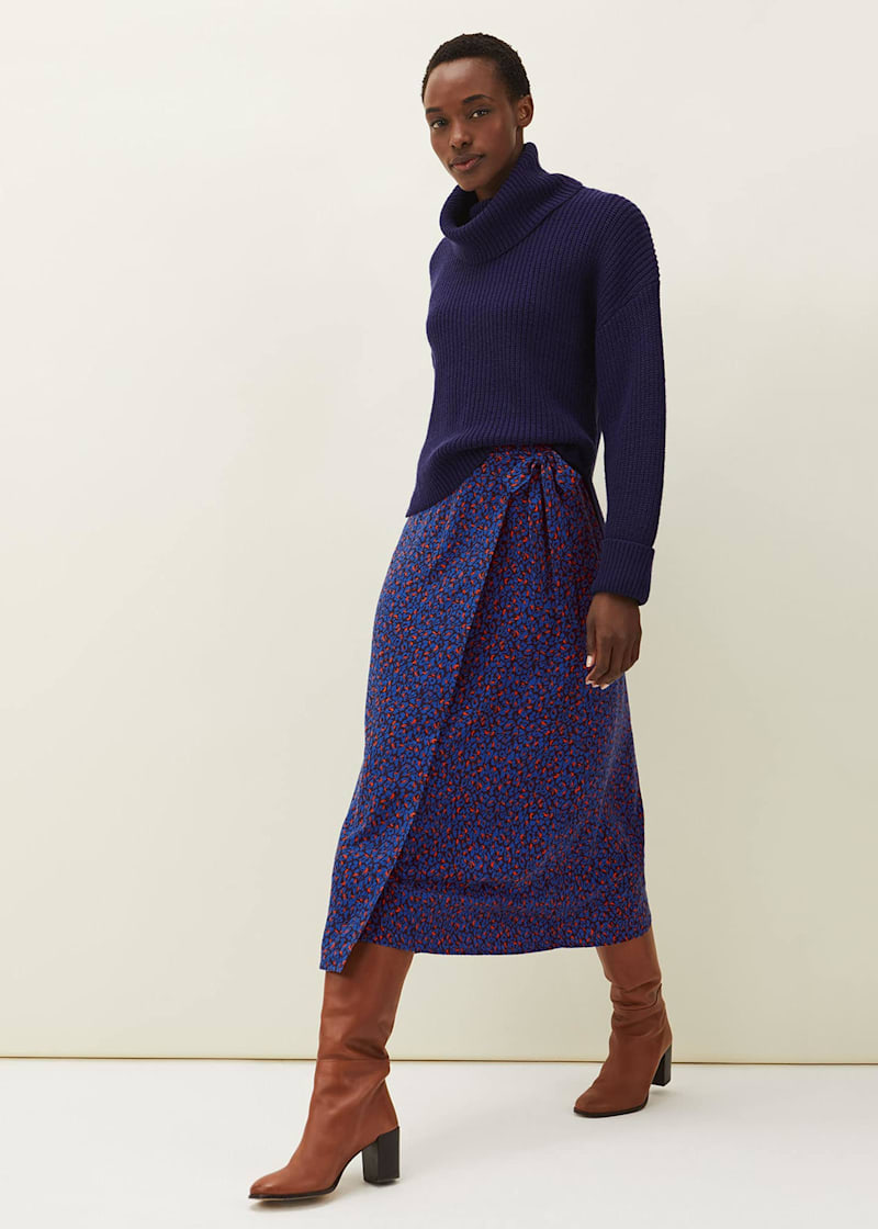 Animal print midi wrap skirt hot sale