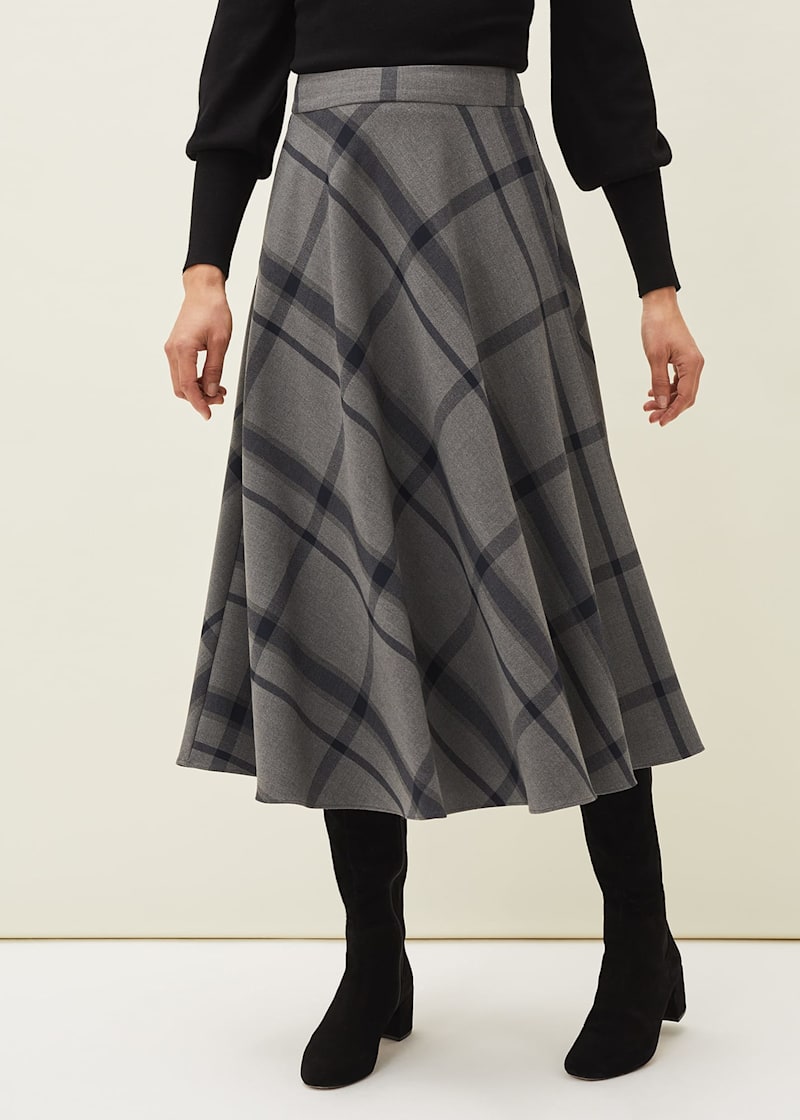 Grey a line midi skirt online