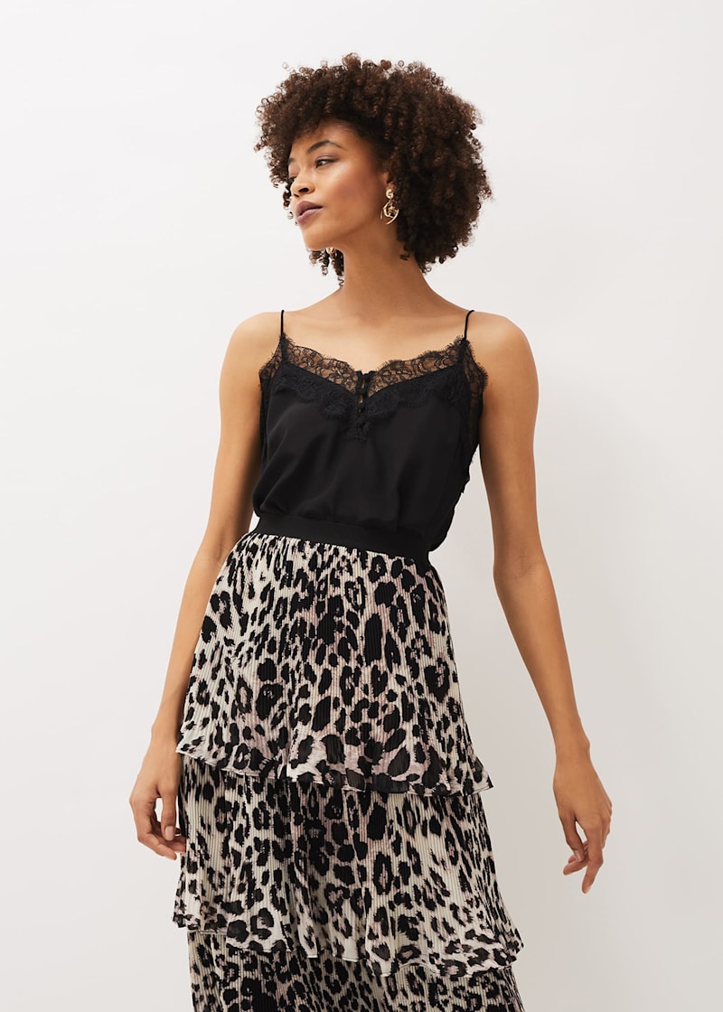 Leopard skirt outlet black top
