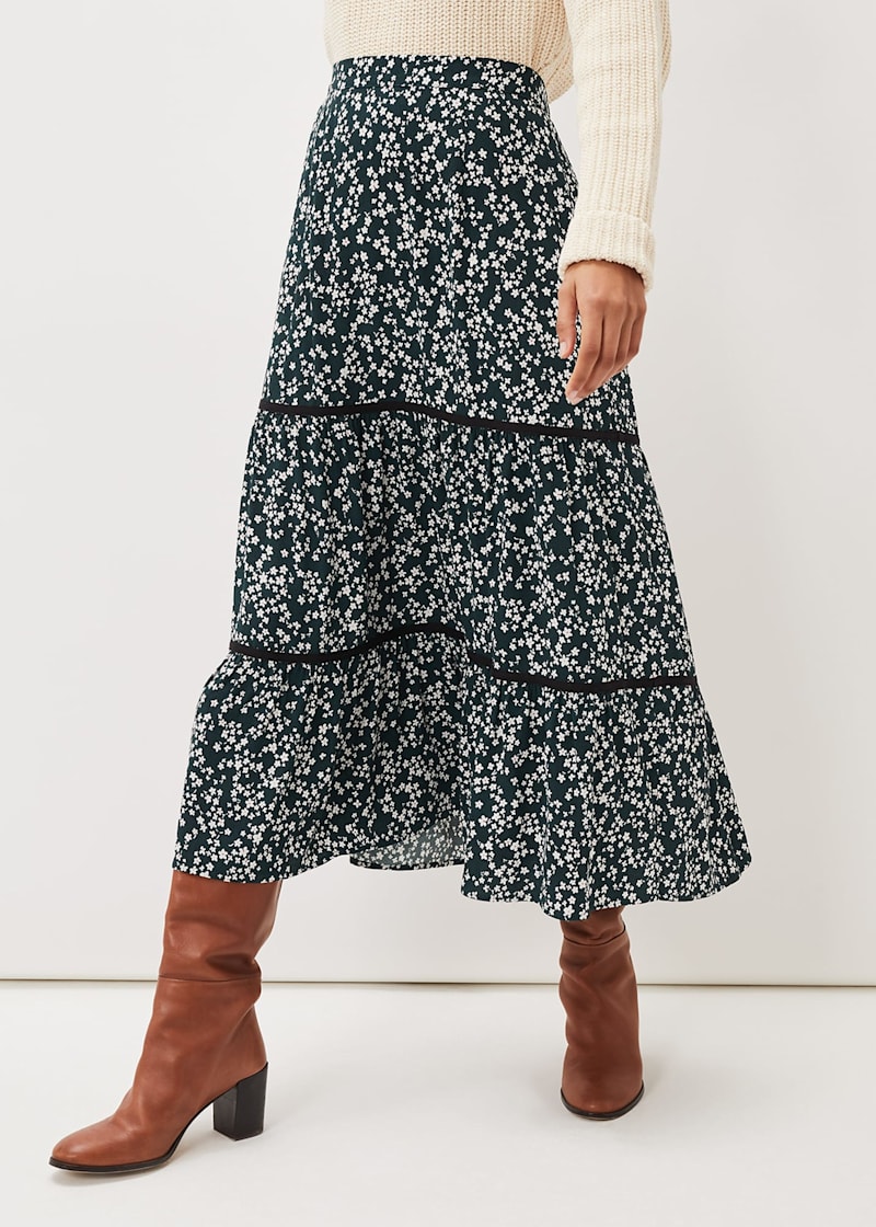 Lennox Ditsy Print Tiered Maxi Skirt