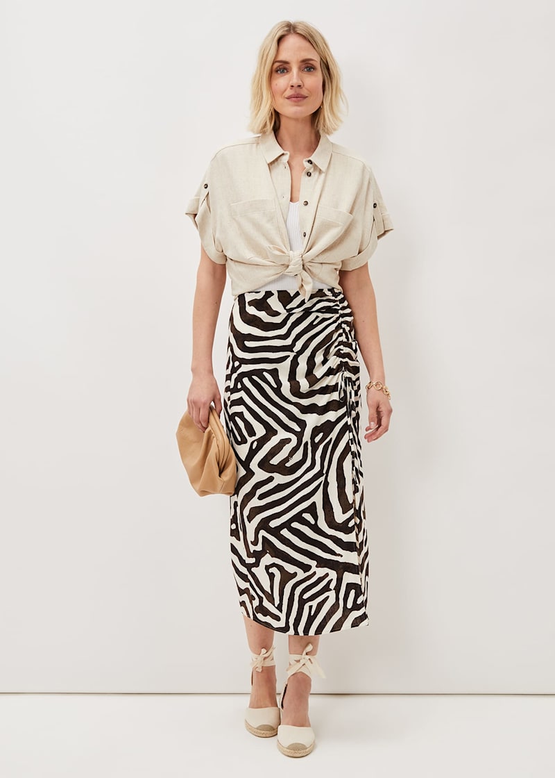 Zebra print cheap midi skirt