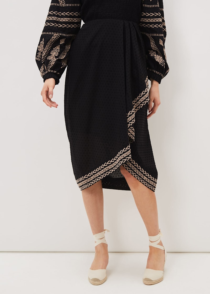 Embroidered wrap skirt outlet