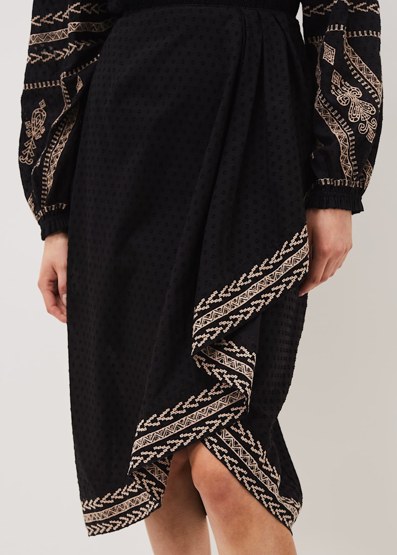 Embroidered wrap skirt store