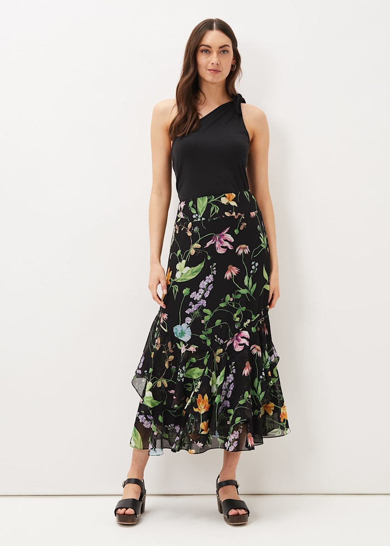 Floral print maxi skirt store