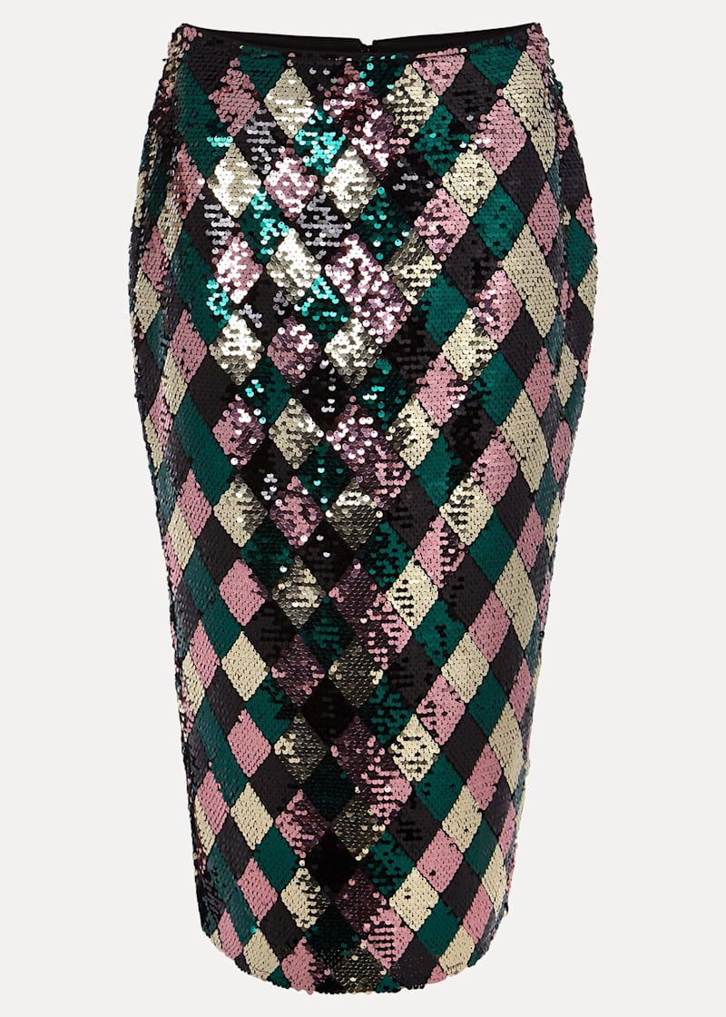 Multi sequin top midi skirt
