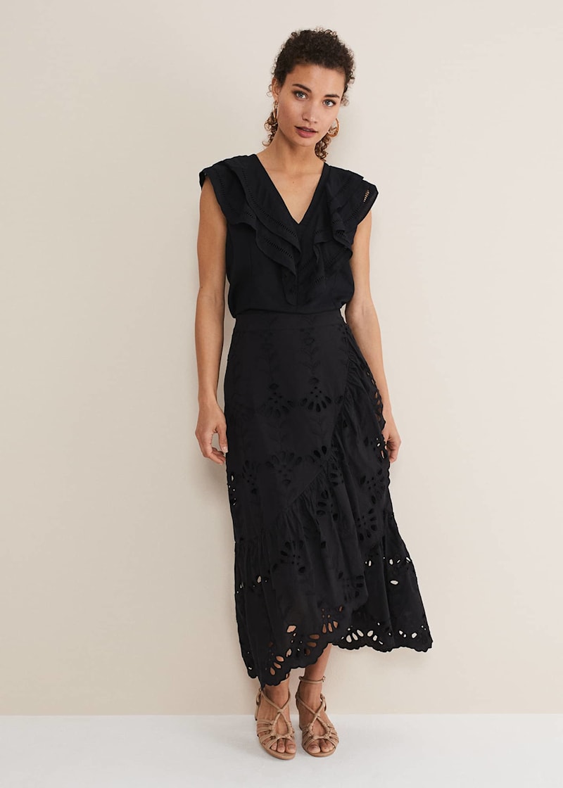 Grey wrap maxi skirt sales